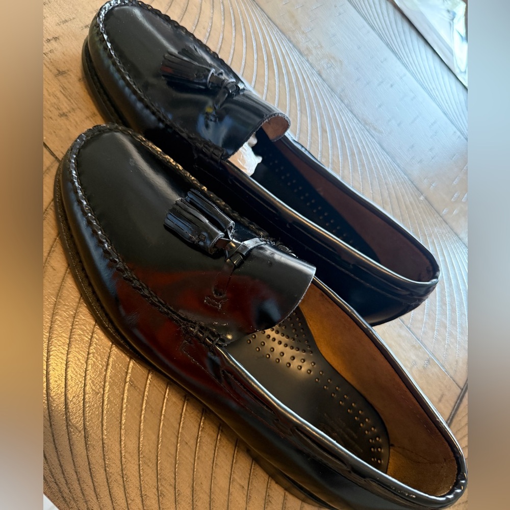 Bass Black Patent Leather Tassel Slip-On Loafers
